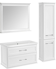 ASB-Woodline Шкаф пенал Венеция 40 R подвесной белый патина серебро – фотография-5